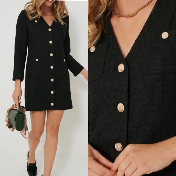 NEW Tuckernuck Pomander Place Black Tweed Kiera Dress - Picture 2 of 13